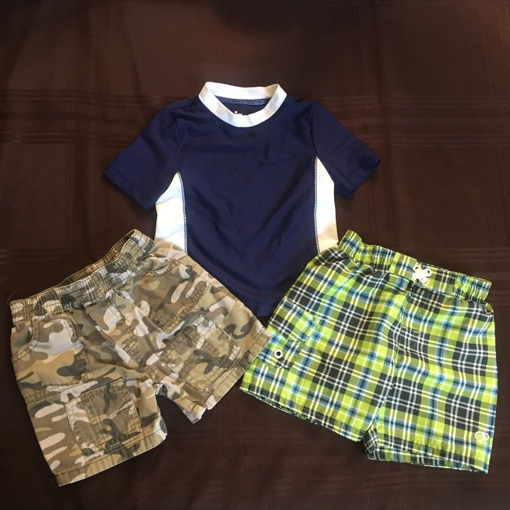 Boys 18 months Camo Shorts/Swimsuit/Jersey set